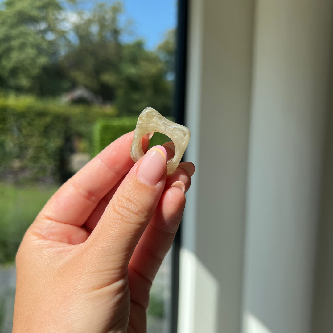 Ring Green Marble - maat 17